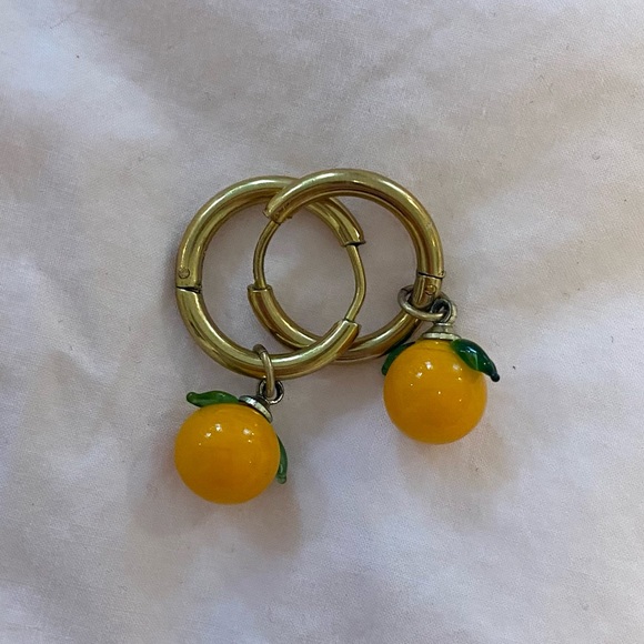 SOLD Ninfa Handmade Glass Orange Earrings - Picture 2 of 2